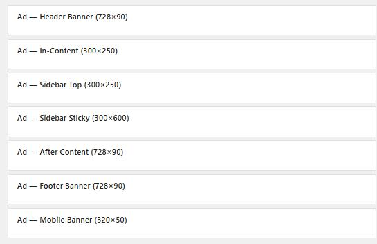 CTRSpace ad zones: header banner 728 by 90, in-content 300 by 250, sidebar top 300 by 250, sidebar sticky 300 by 600, after content 728 by 90, footer banner 728 by 90 and mobile banner 320 by 50