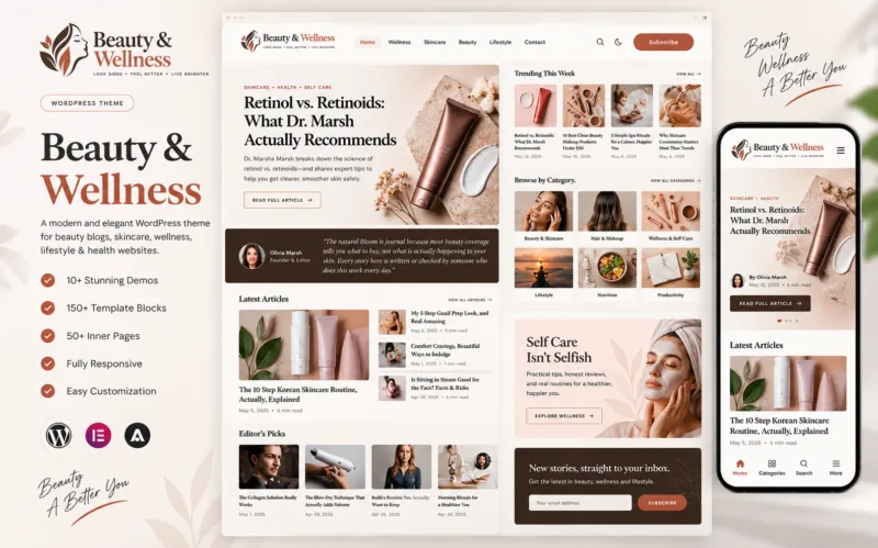 Beauty Blog WordPress Theme for Wellness