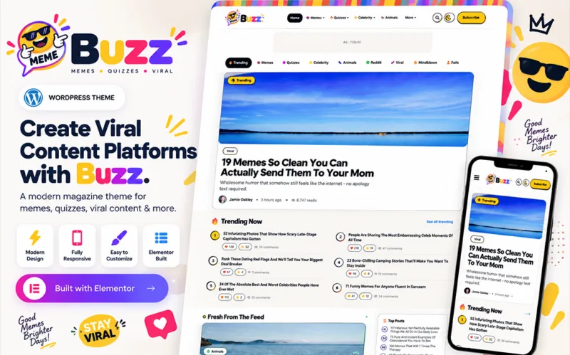 BuzzMeme Wordpress Blog Theme