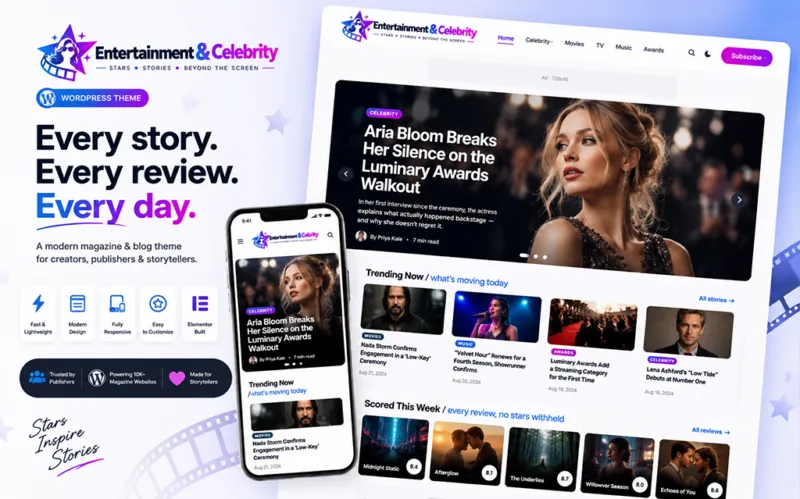 Entertainment & Celebrity Wordpress Blog Theme